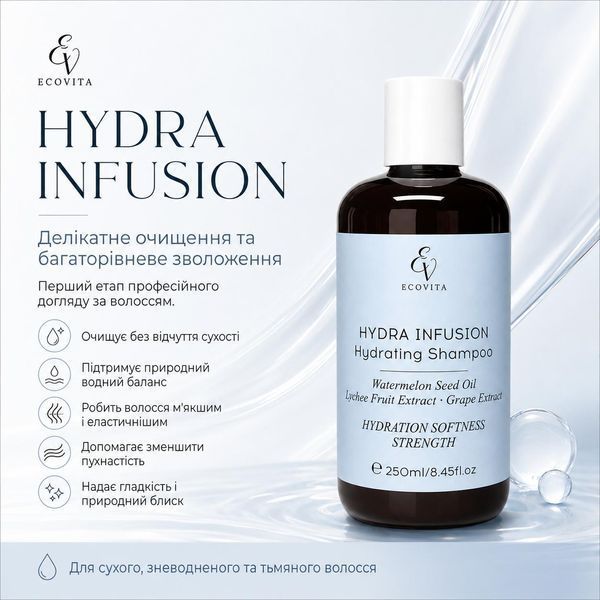 Шампунь для інтенсивного зволоження волосся ECOVITA HYDRA INFUSION EV-SH-250-1120 фото
