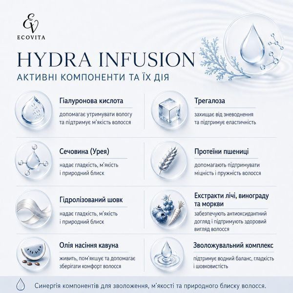 Шампунь для інтенсивного зволоження волосся ECOVITA HYDRA INFUSION EV-SH-250-1120 фото
