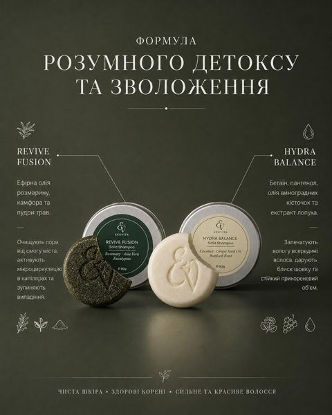 Дует №5 твердих шампунів для комплексного догляду ECOVITA HYDRA & REVIVE DUO EV-СH-2-9311 фото