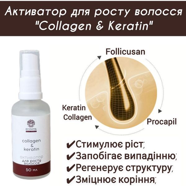 Активатор для росту волосся "Collagen & Keratin" 50мл. 2045 фото