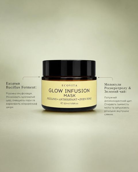 Ензимна маска-пілінг для сяйва шкіри обличчя Ecovita GLOW INFUSION Ferment Enzyme EV-CB-50-6613 фото