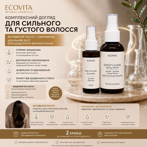 Дует для росту та захисту від випадіння волосся ECOVITA ACTIVE DUO EV-SES-2-1111 фото