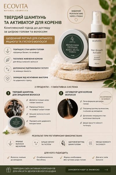 Дует Ecovita для росту та захисту від випадіння Revive Fusion & Root Activator EV-SH-60-111821 фото